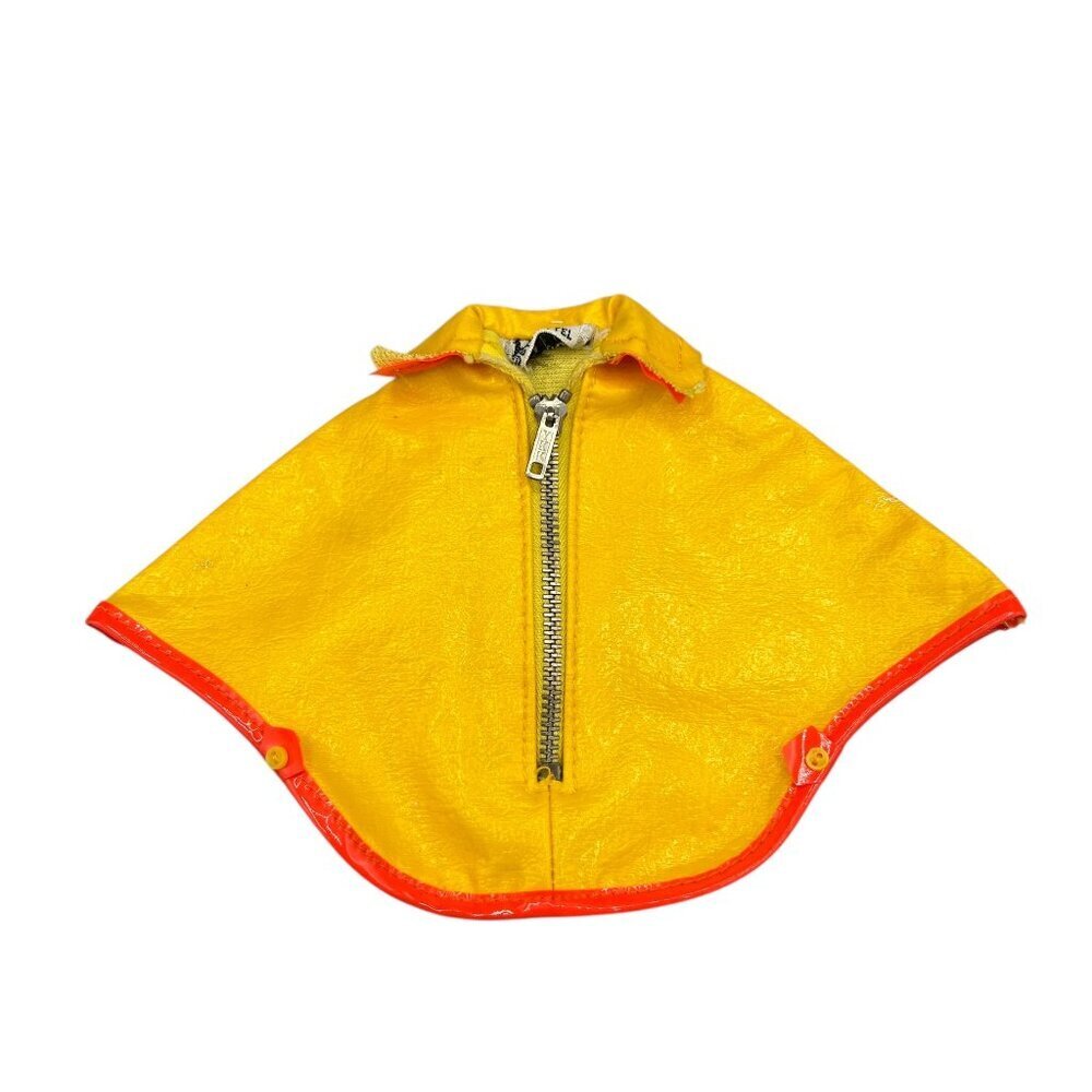 Vintage Barbie Mod Poncho 1971 Mattel Yellow Orange Zipper Coat Cape